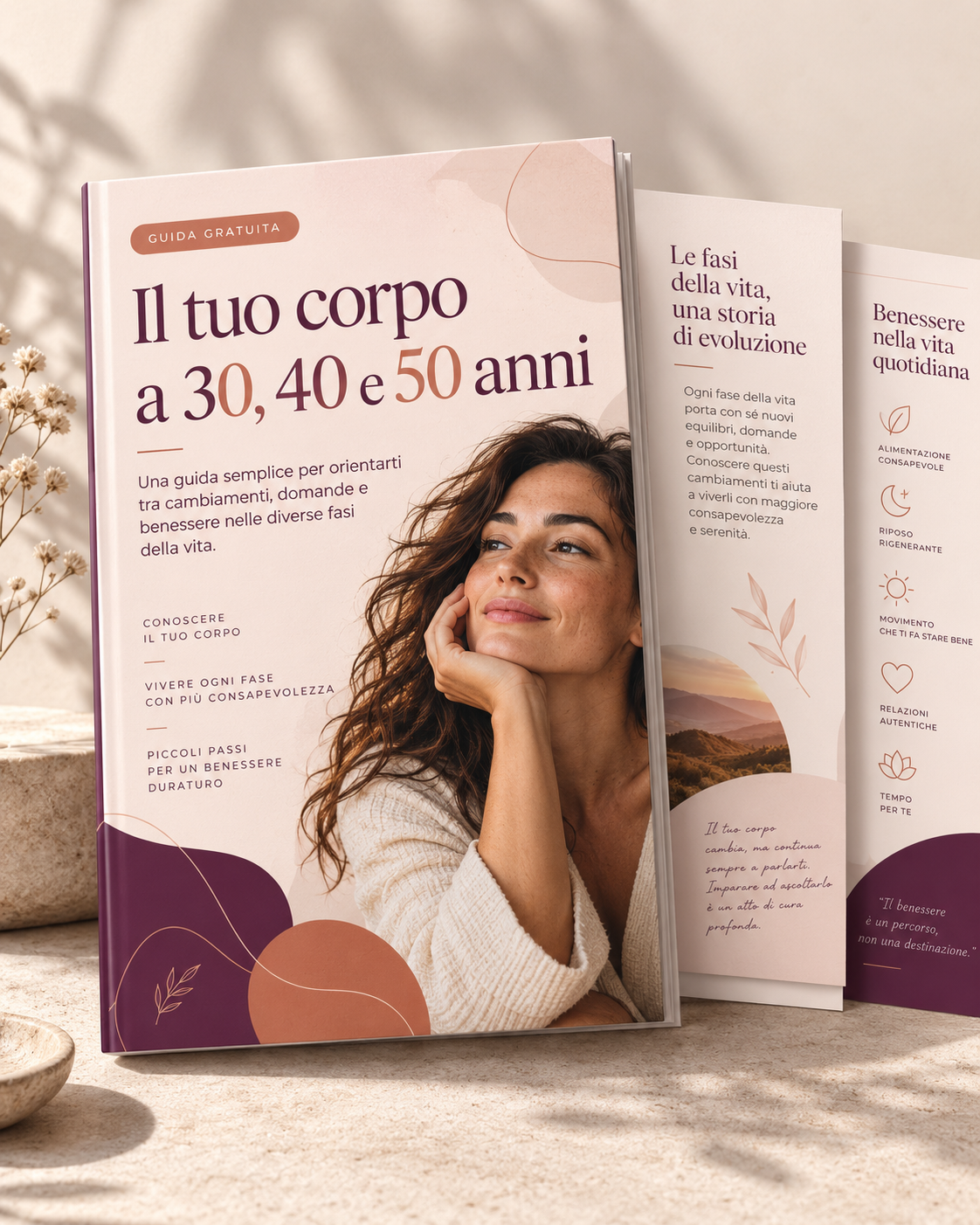 Mockup della guida gratuita Il tuo corpo a 30, 40 e 50 anni