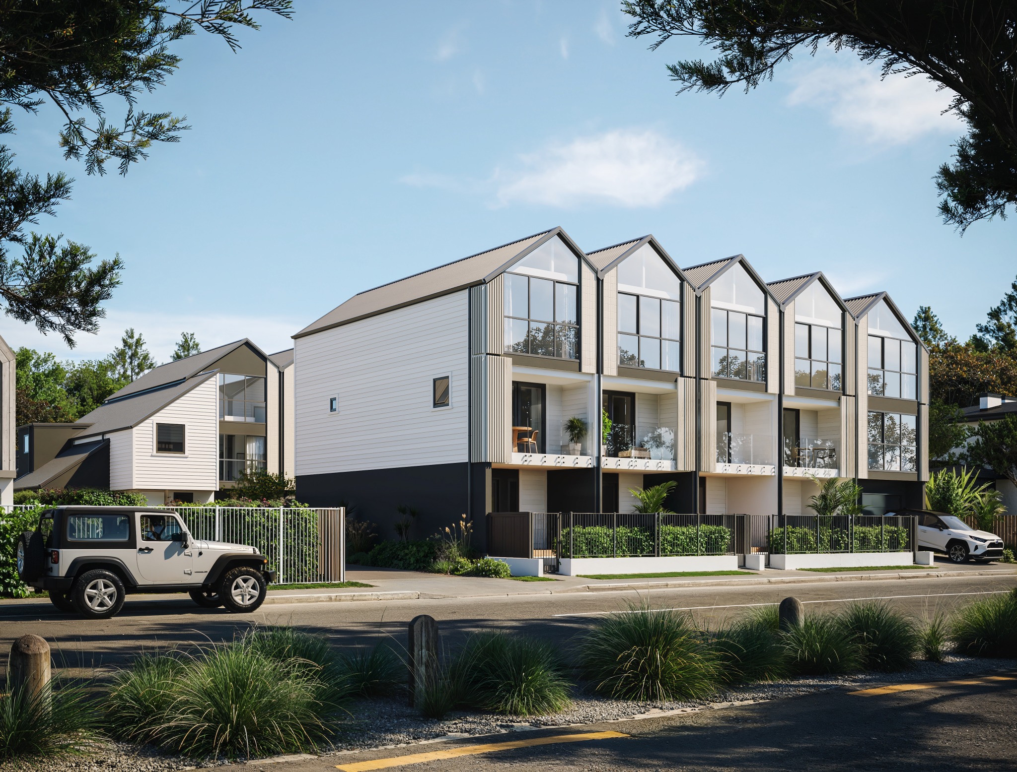 Artist's impression of the Seaside Place development, a row of contemporary three-storey townhouses along Marine Parade, New Brighton