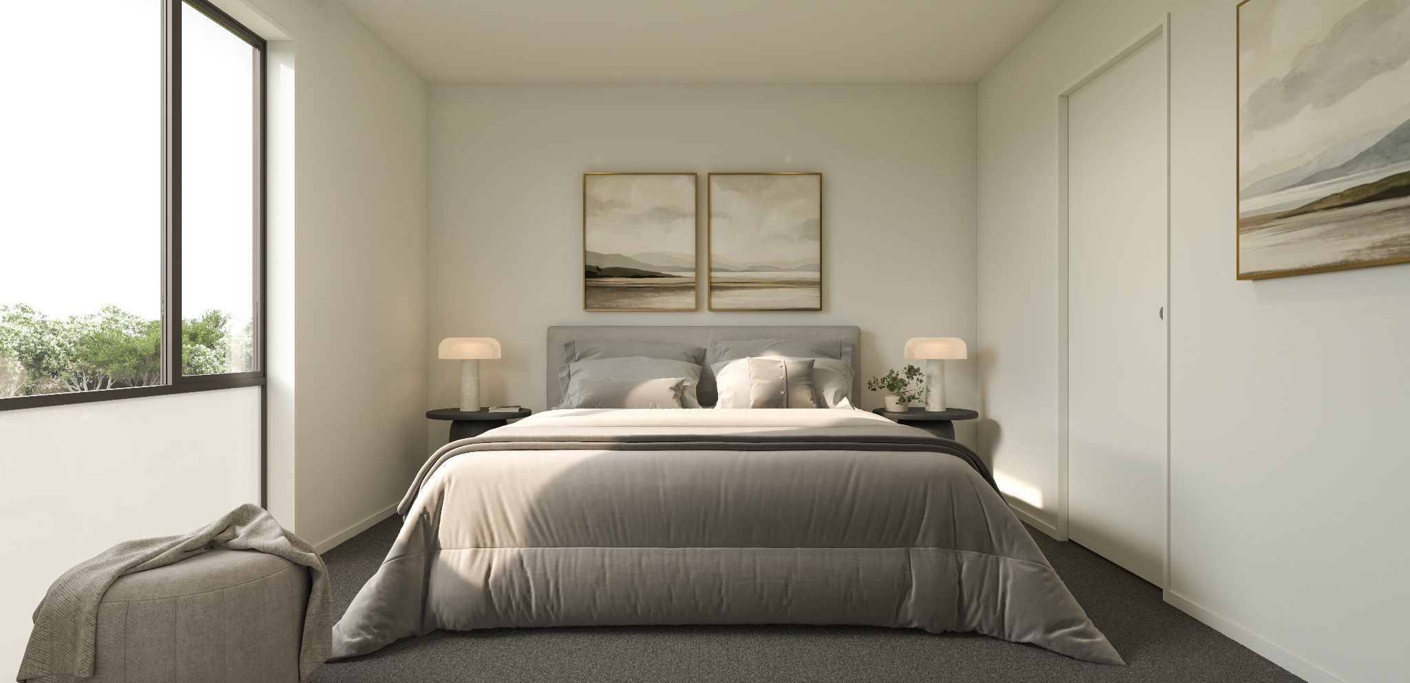 Bedroom interior of a 63 Barton Street townhouse