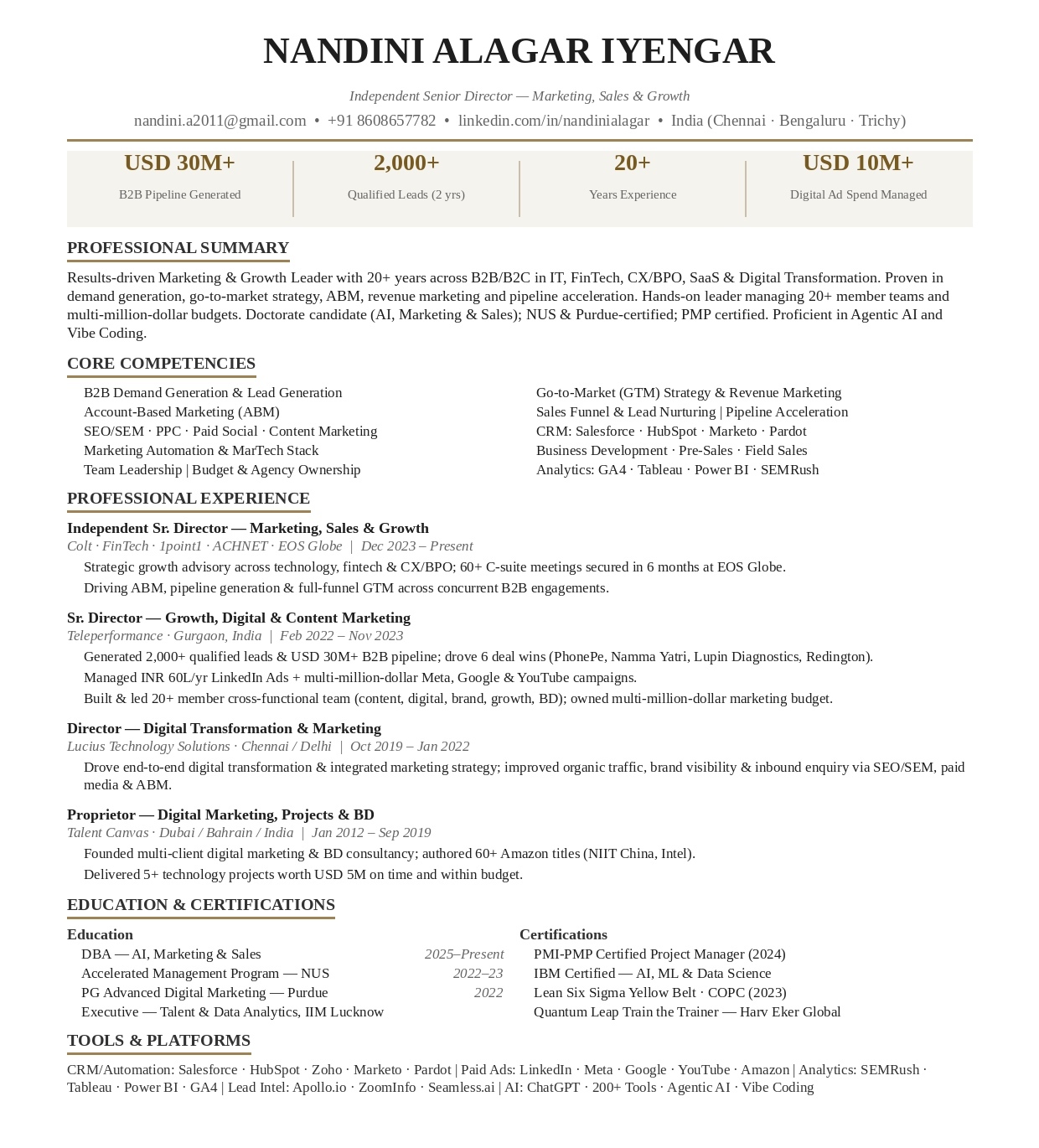 Classic Black and White Resume