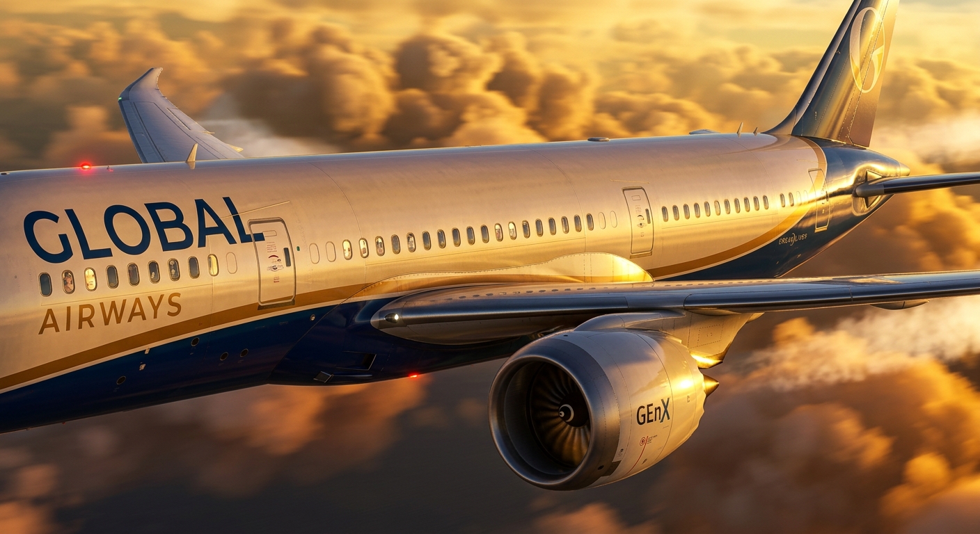 Commercial jet soaring