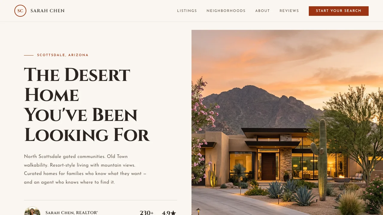 Real estate landing page built with Swipe Genie