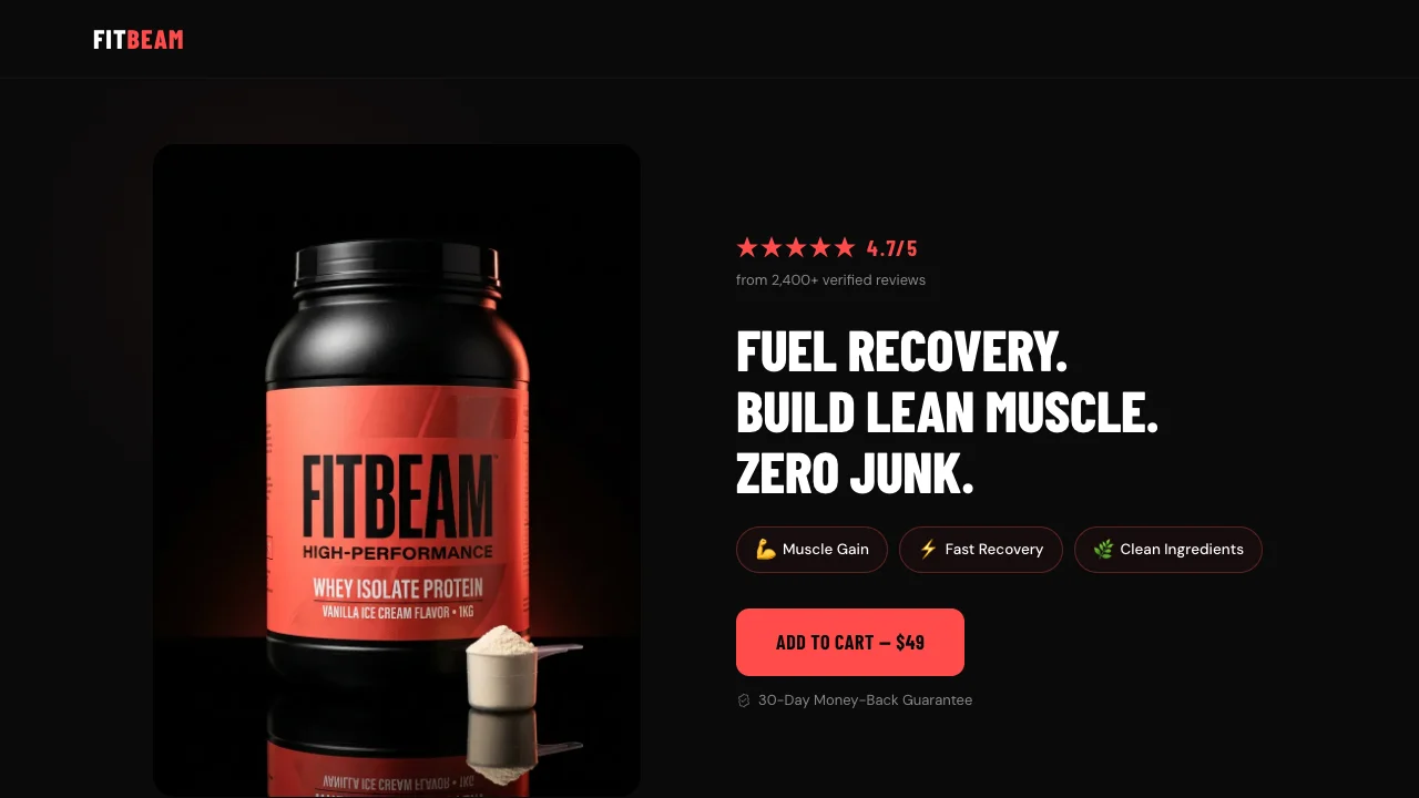 Facebook Ads landing page built with AI builder