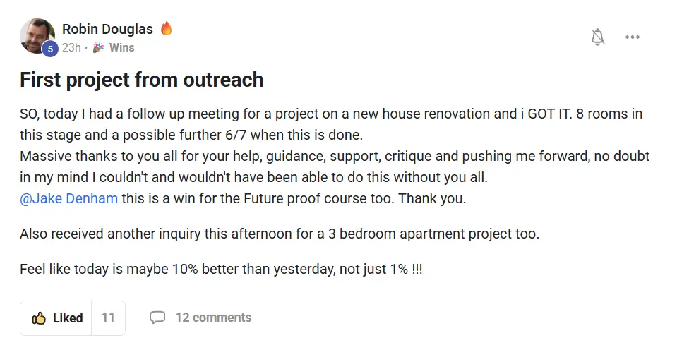 Robin's First project from outreach — win post in the community