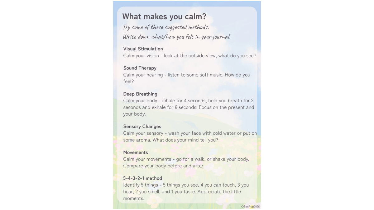 What makes you calm? Freebie