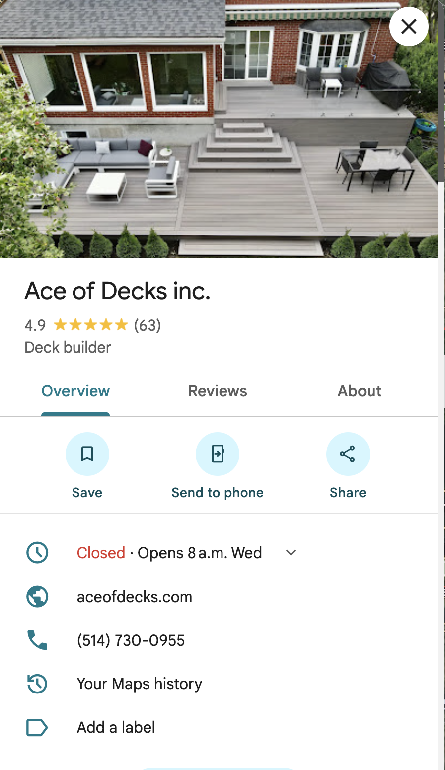 Google Maps Listing Mockup