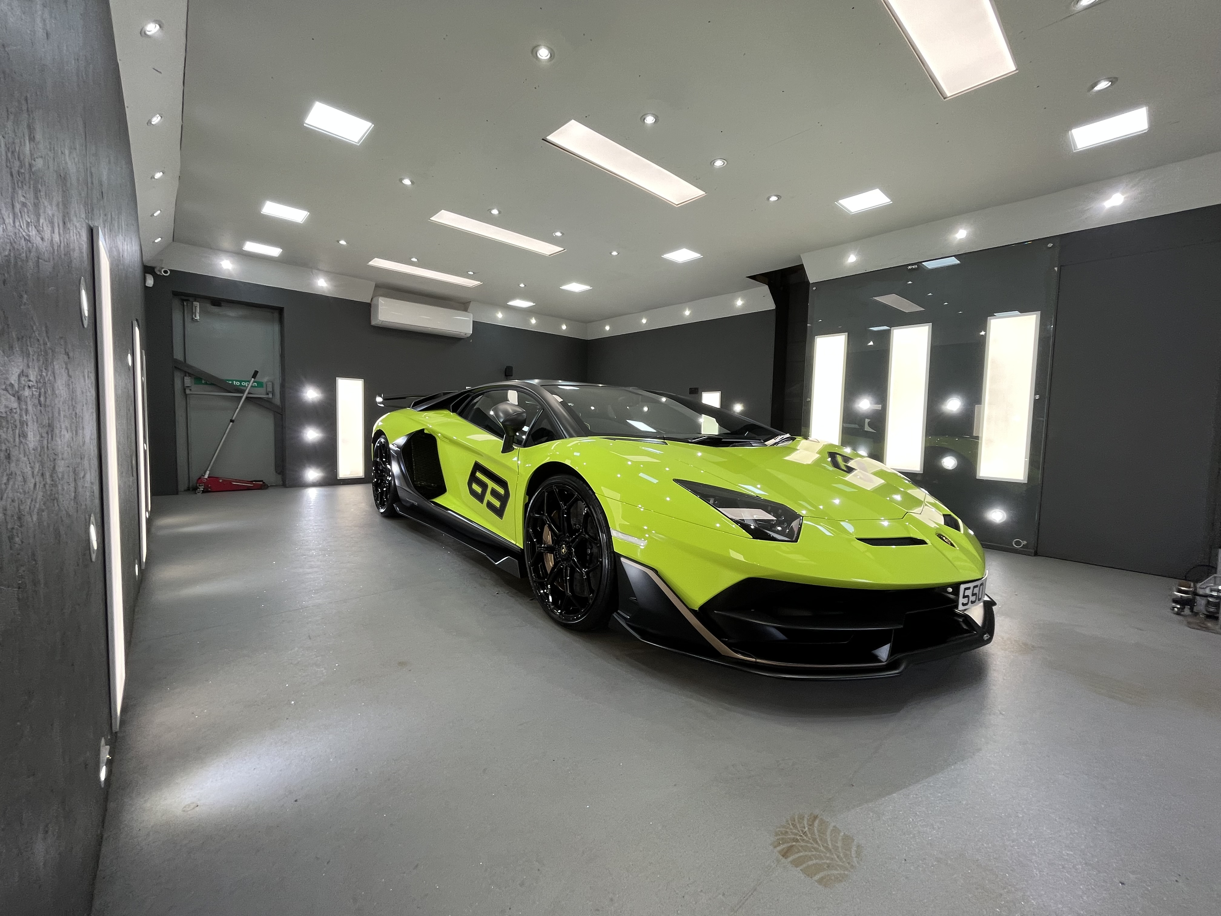 Yellow Lamborghini in studio