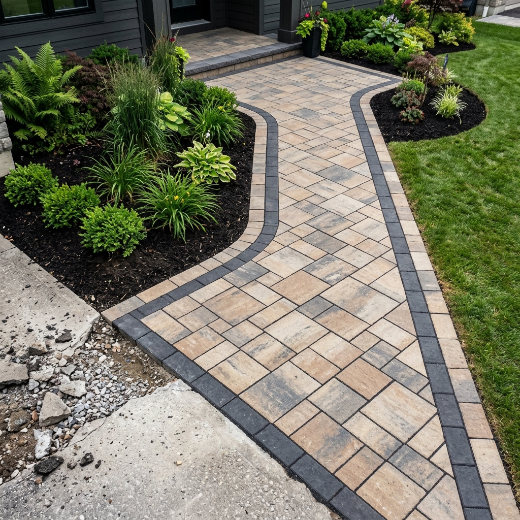 Finished Interlocking Walkway with Curb Appeal