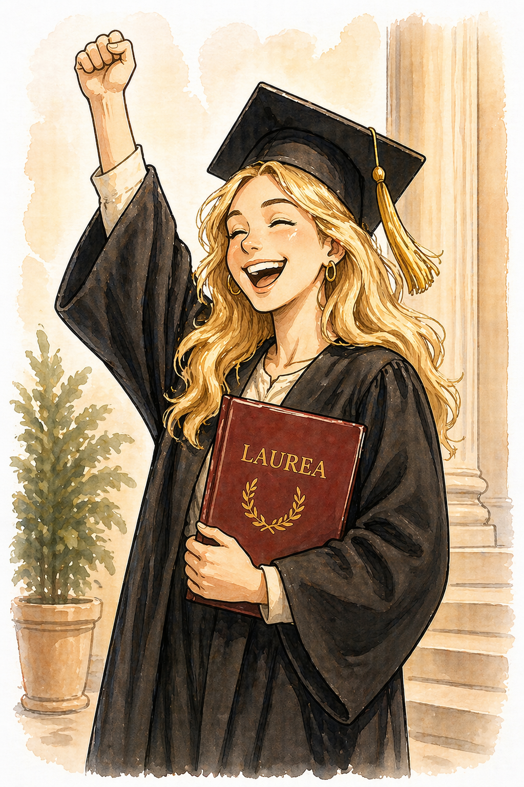 Studente festeggia il traguardo della laurea