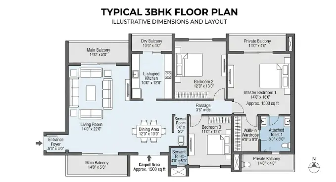 3 BHK Floor Plan