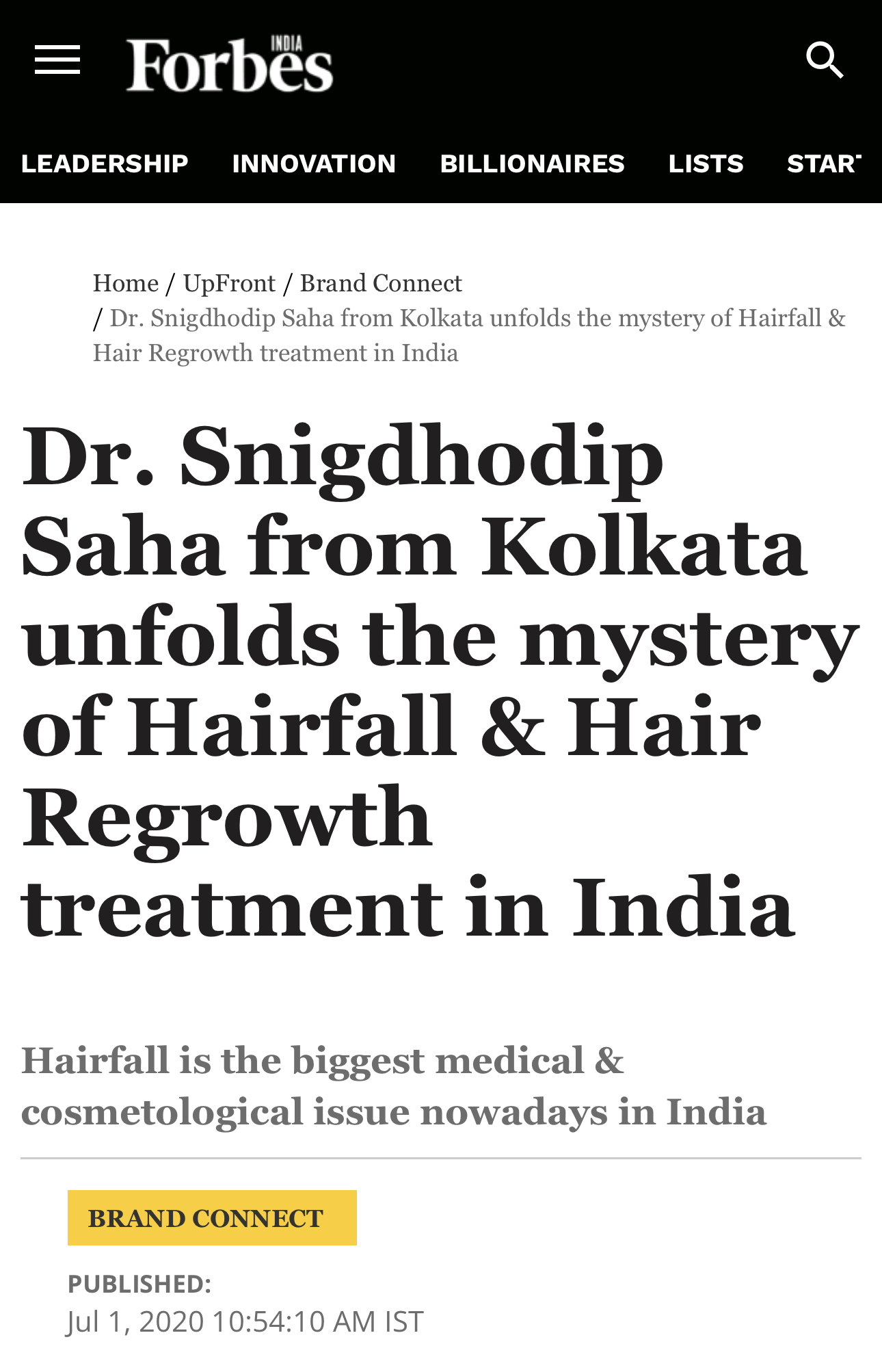 Forbes India Article