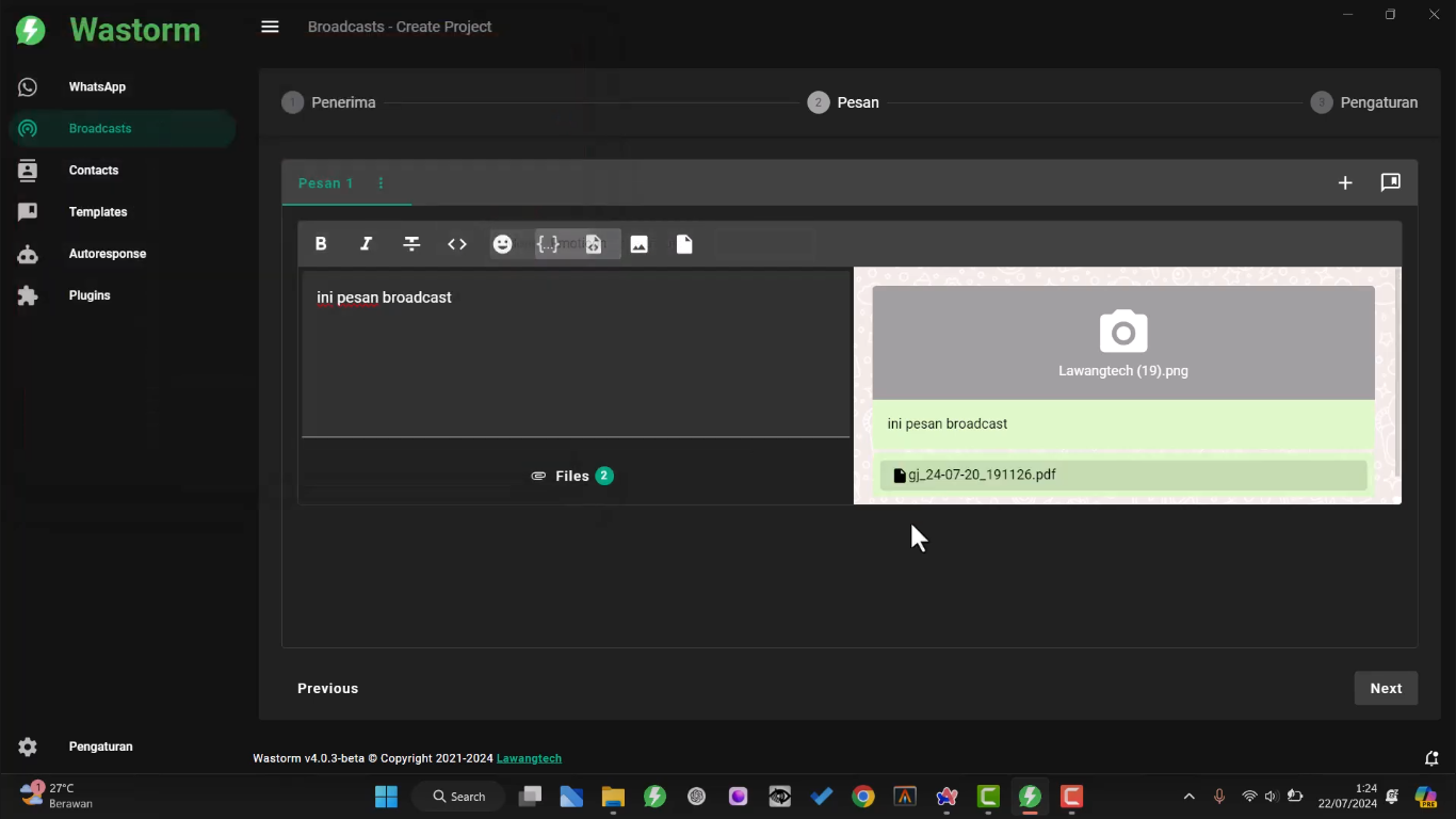 Dashboard WAStorm V4 - Aplikasi Blast WhatsApp Marketing dan Auto Reply Terbaik