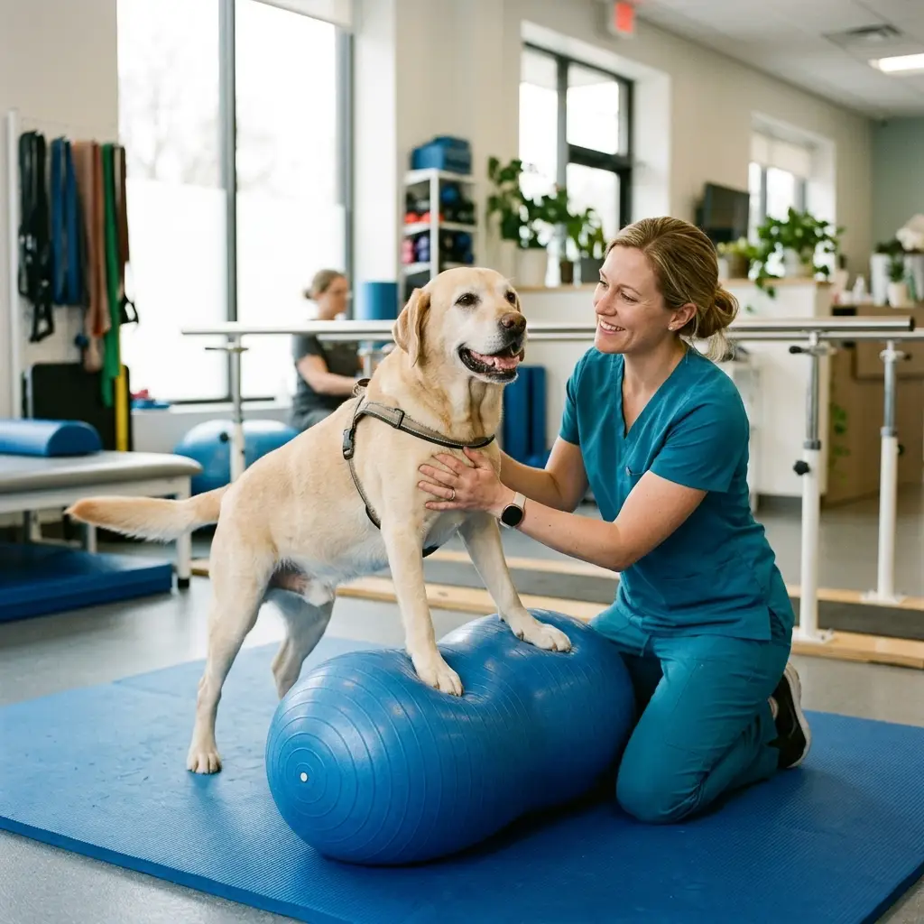 Professional pet rehabilitation session