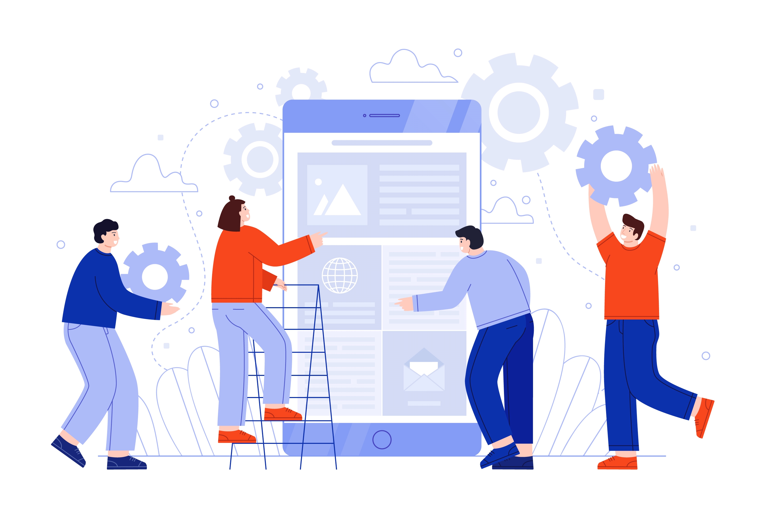 Illustrazione TAPS: persone che collaborano intorno a uno smartphone