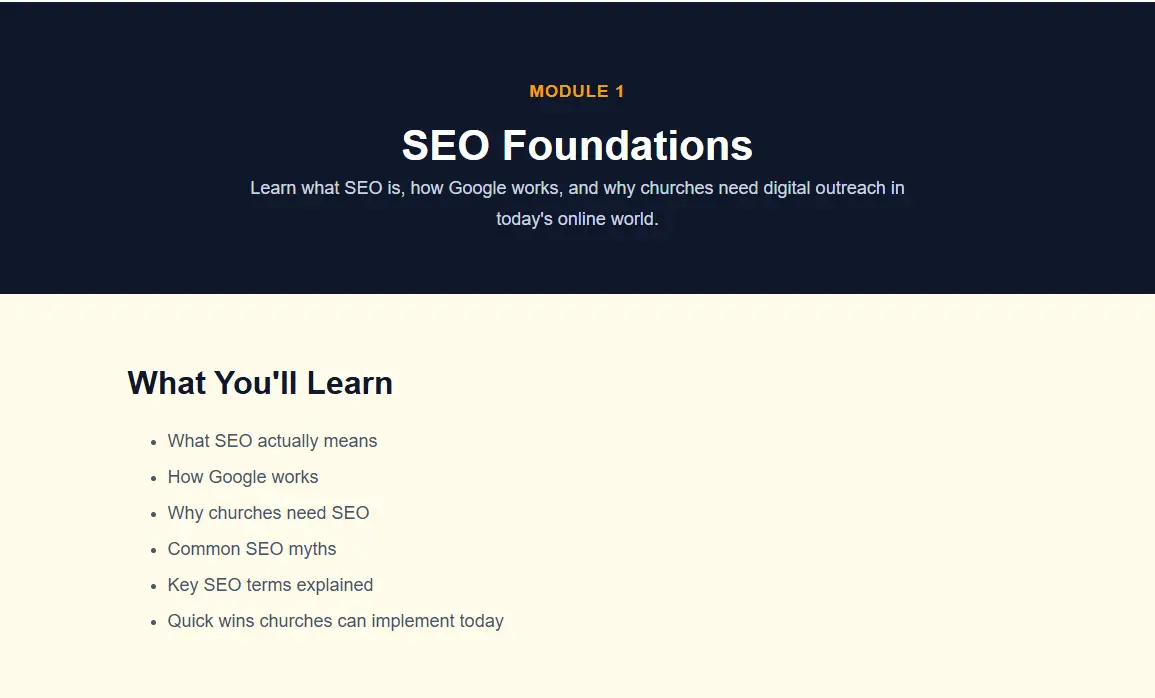 SEO Foundations module