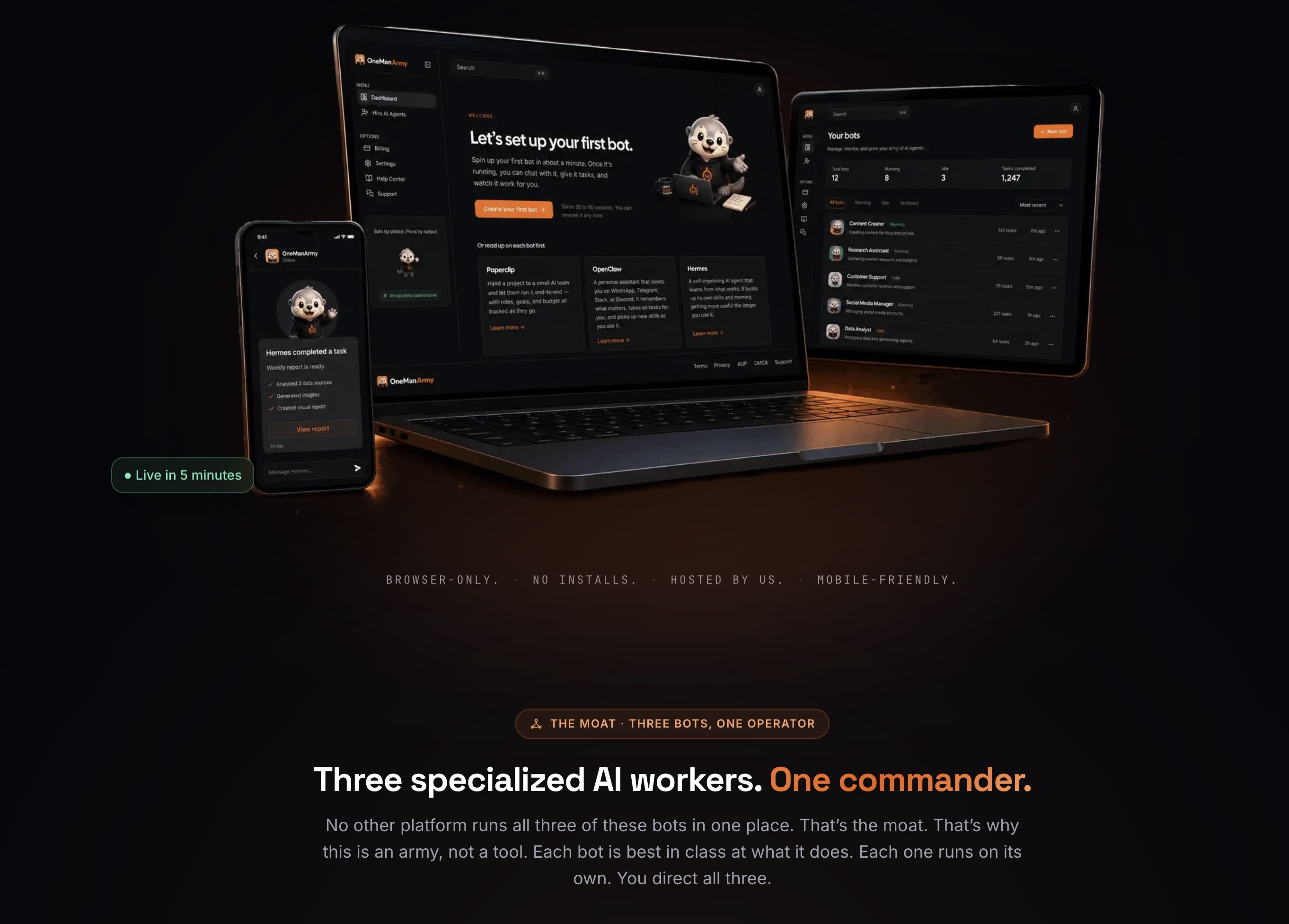 One Man Army Dashboard