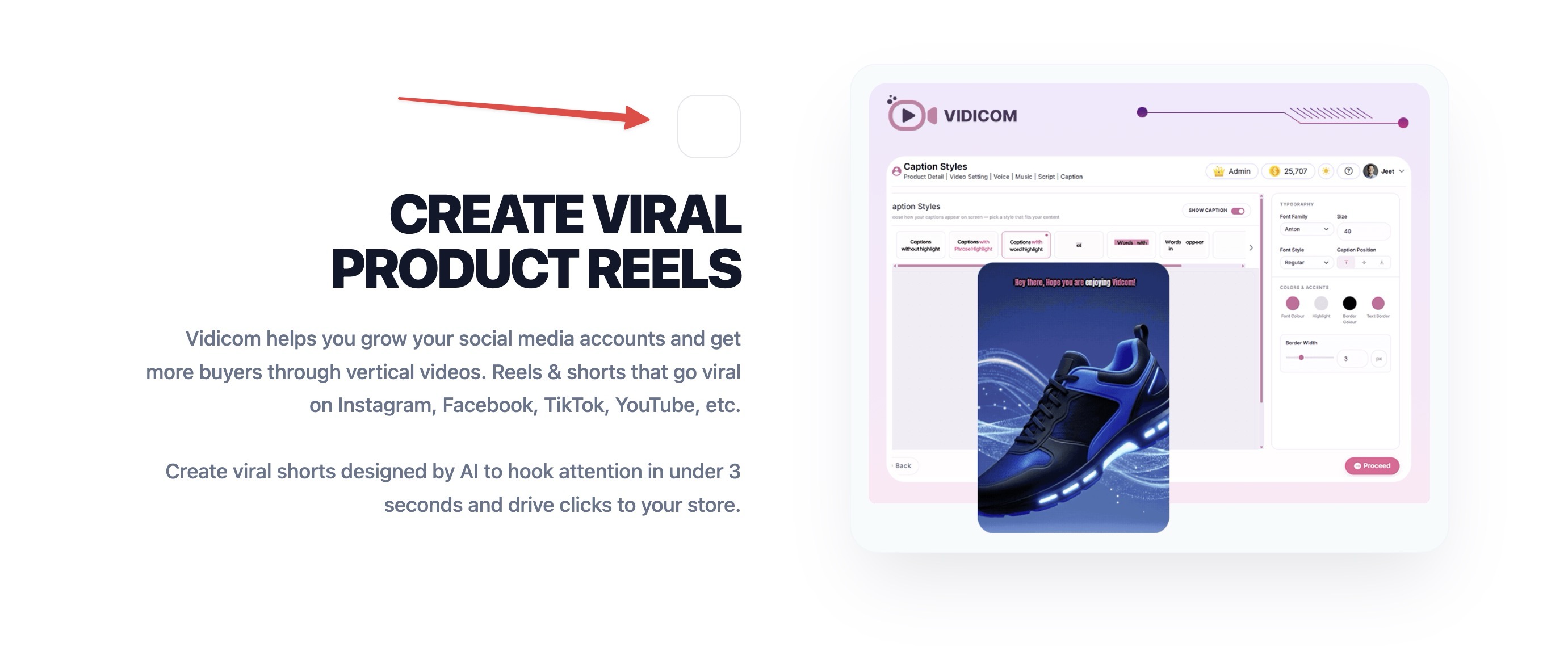 Viral Product Reels Dashboard