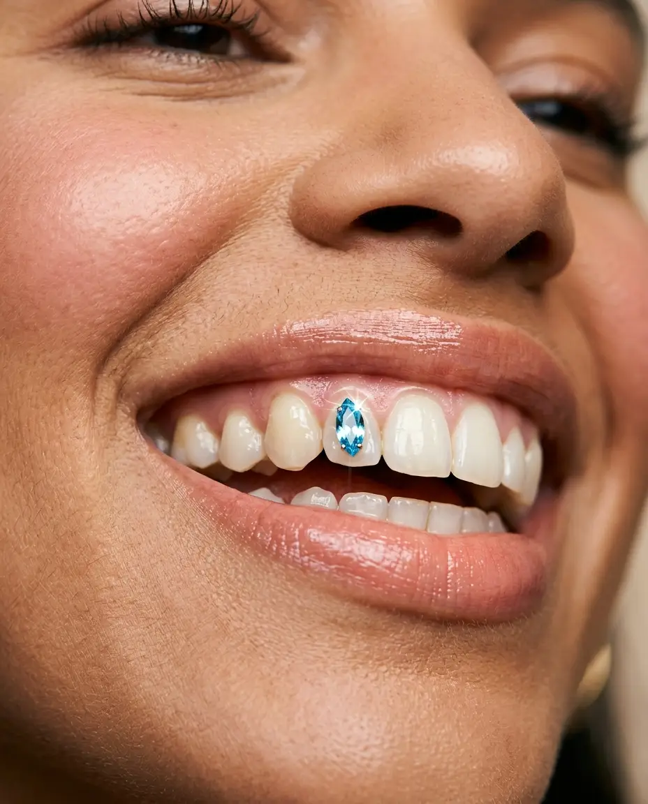 Swarovski Aquamarine tooth gem