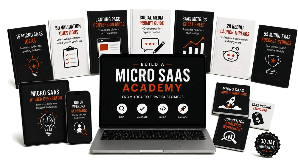 Build a Micro SaaS Academy mockup