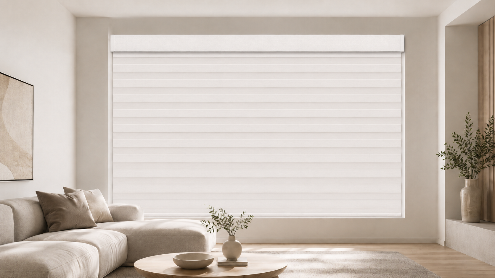 Zebra shade with bands fully closed for privacy