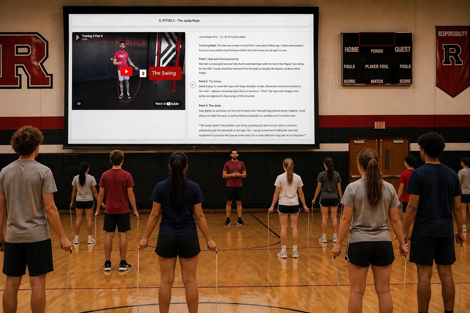 PLT4M Classmode running on classroom display with students following along