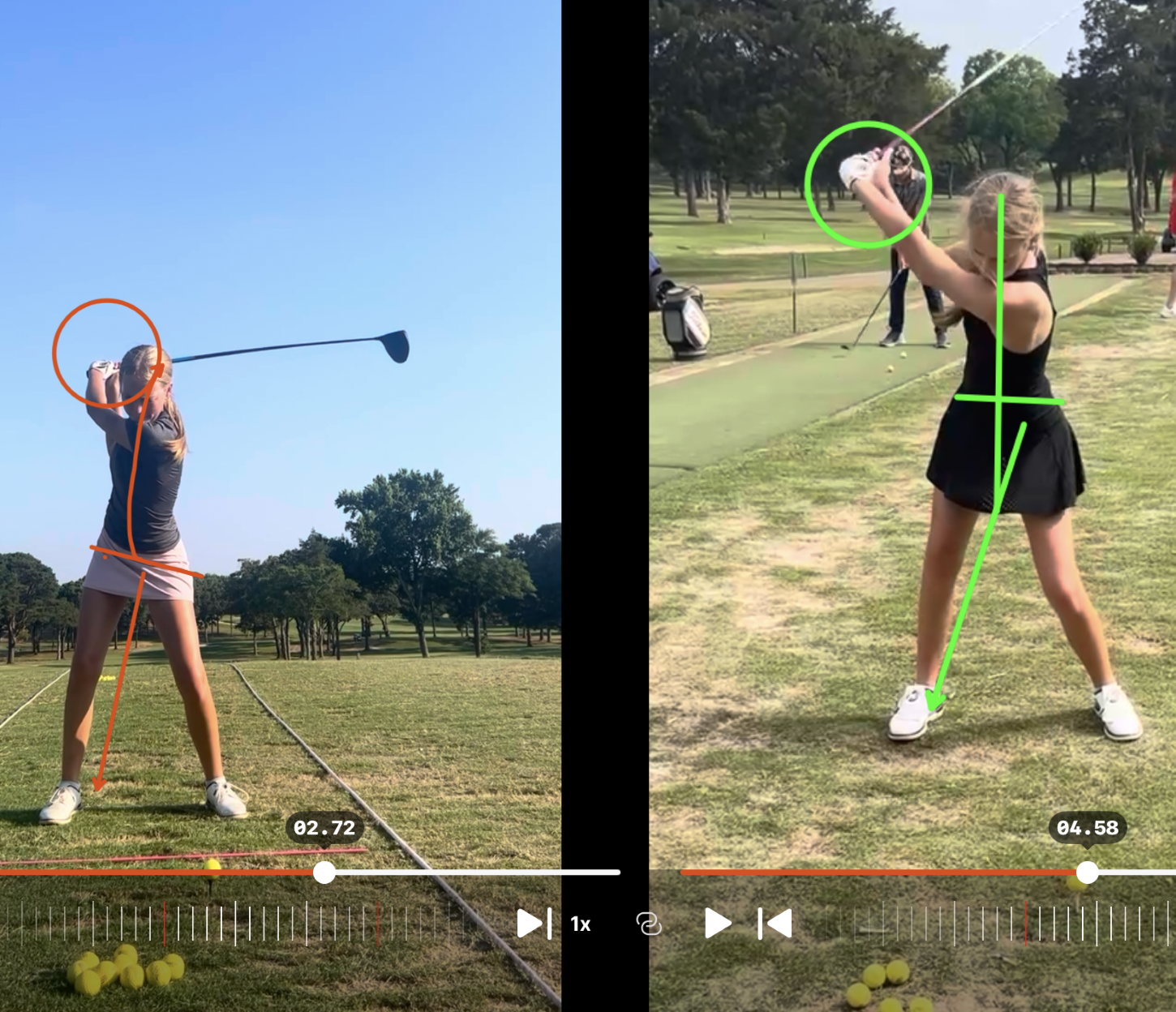 Ryne golf swing — Before and After comparison