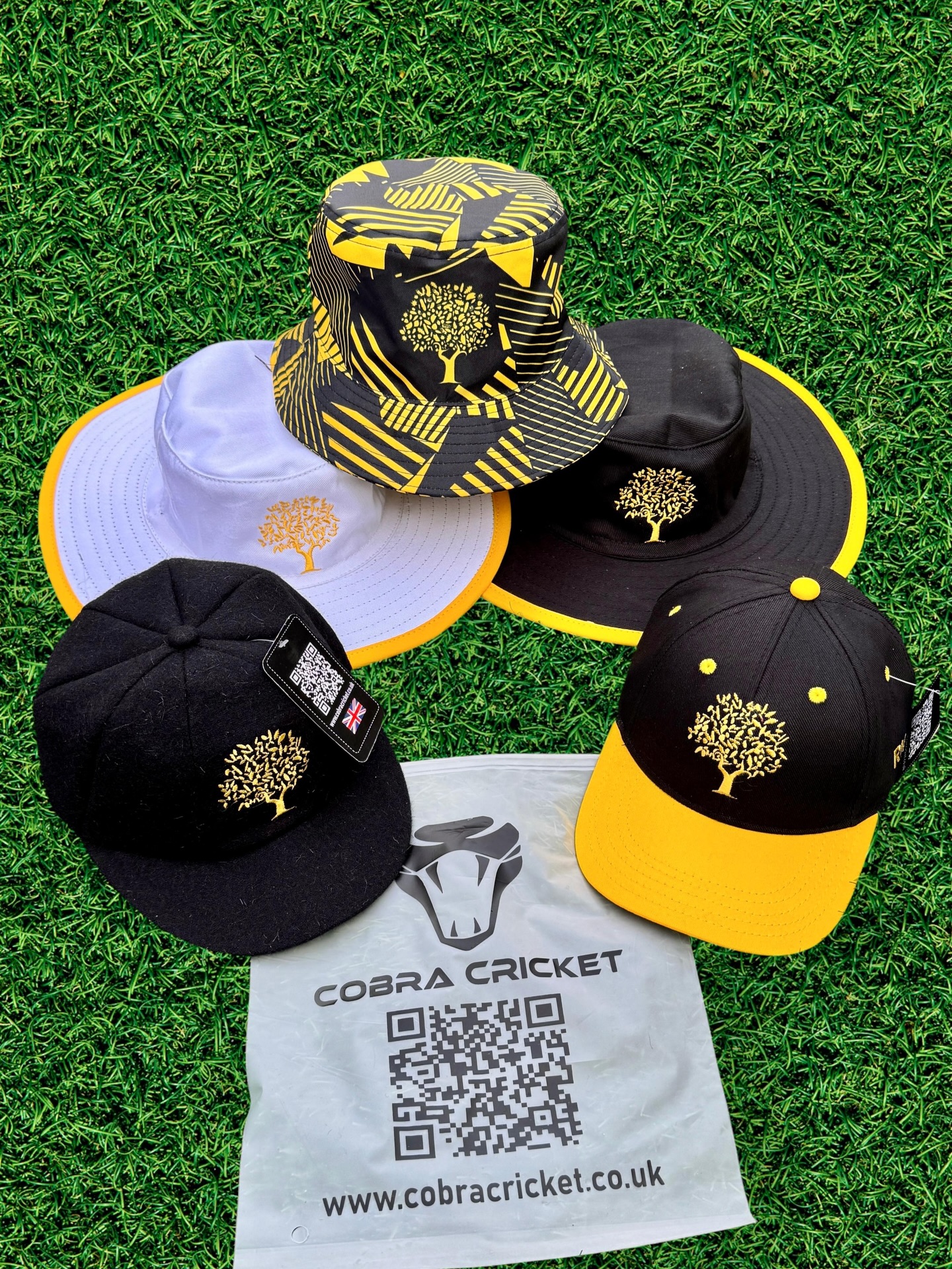Collection of Custom Cobra Cricket Hats and Caps