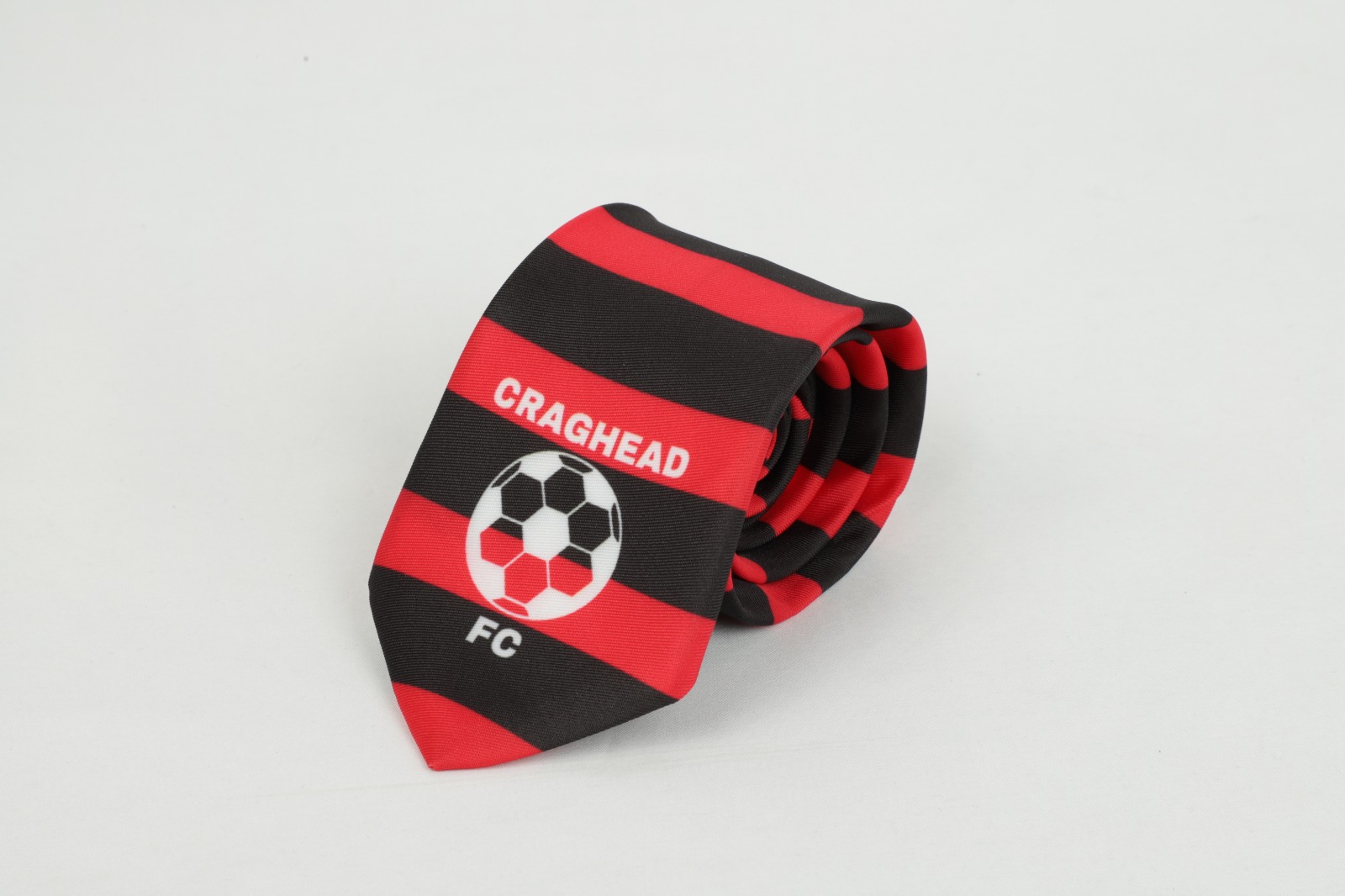 Craghead FC custom red and black striped tie