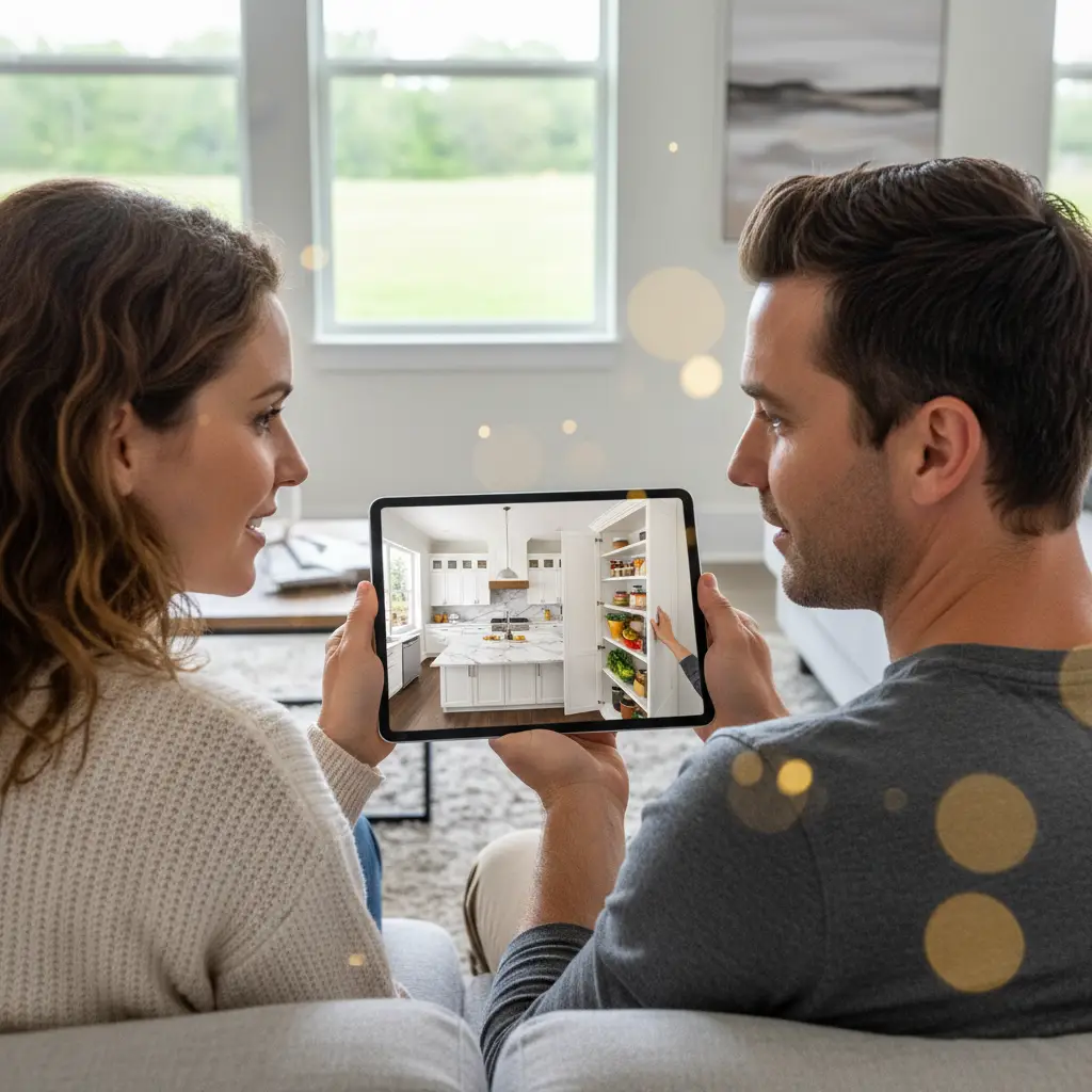 Out-of-state buyer using tablet to view virtual home tour