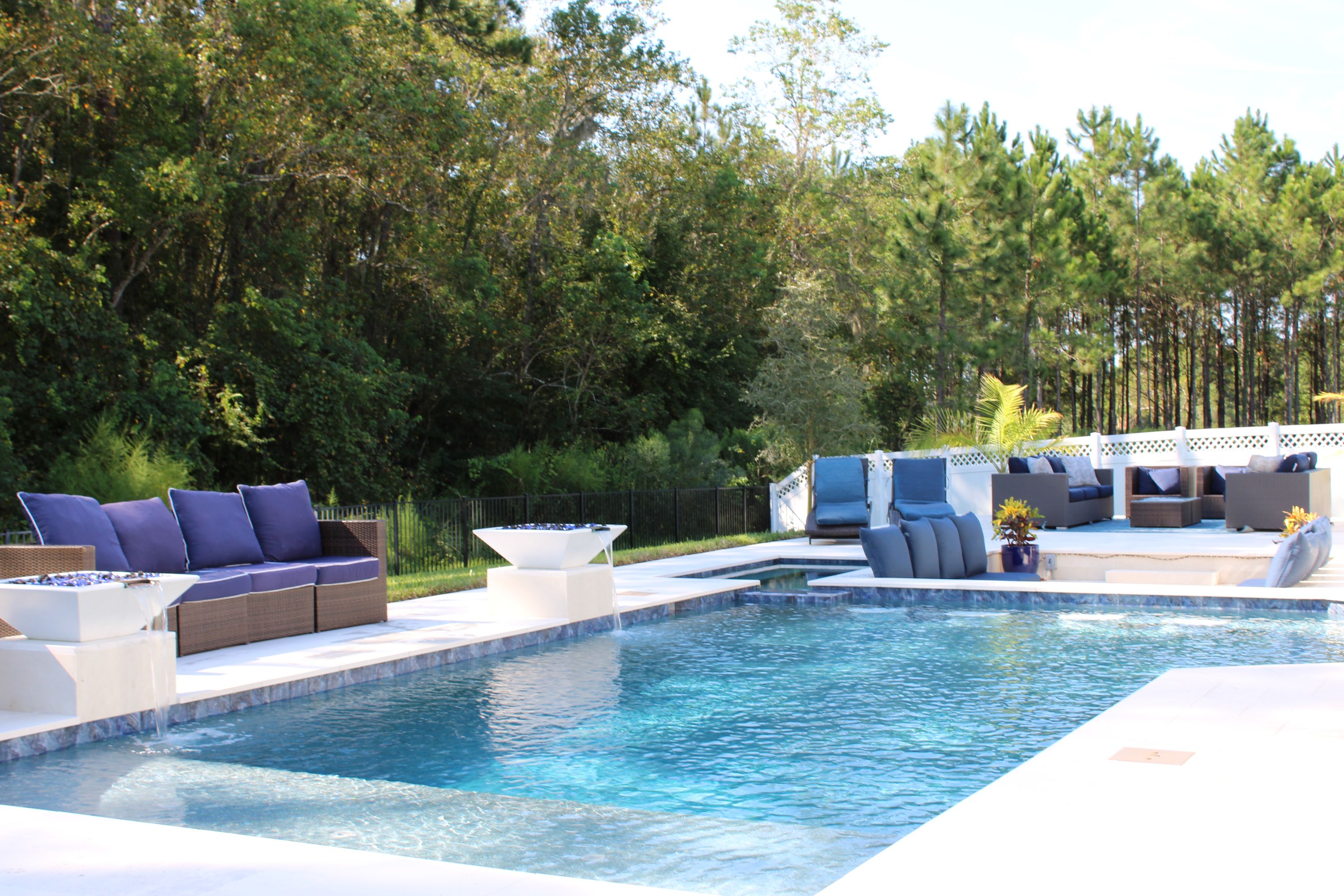 Contemporary Pool and Lounge Area