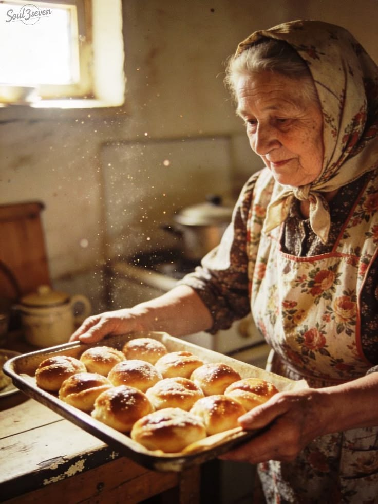 Tradizione italiana - anziana che prepara il pane
