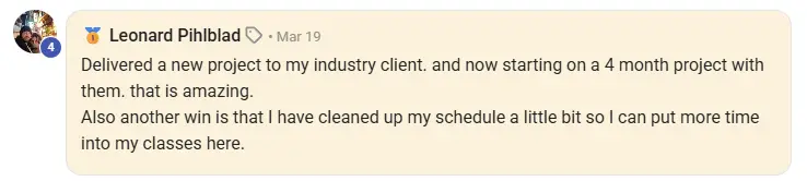 Leonard Pihlblad: delivered a new project to my industry client, now starting a 4 month project with them
