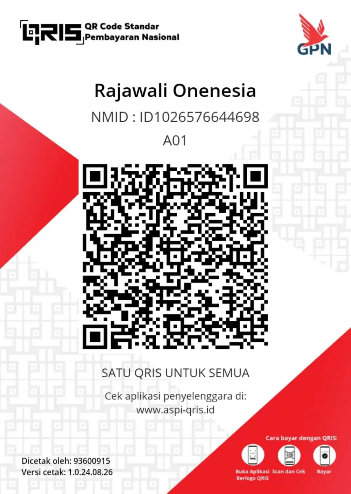 Kode QRIS PT Teknologi Rajawali Onenesia