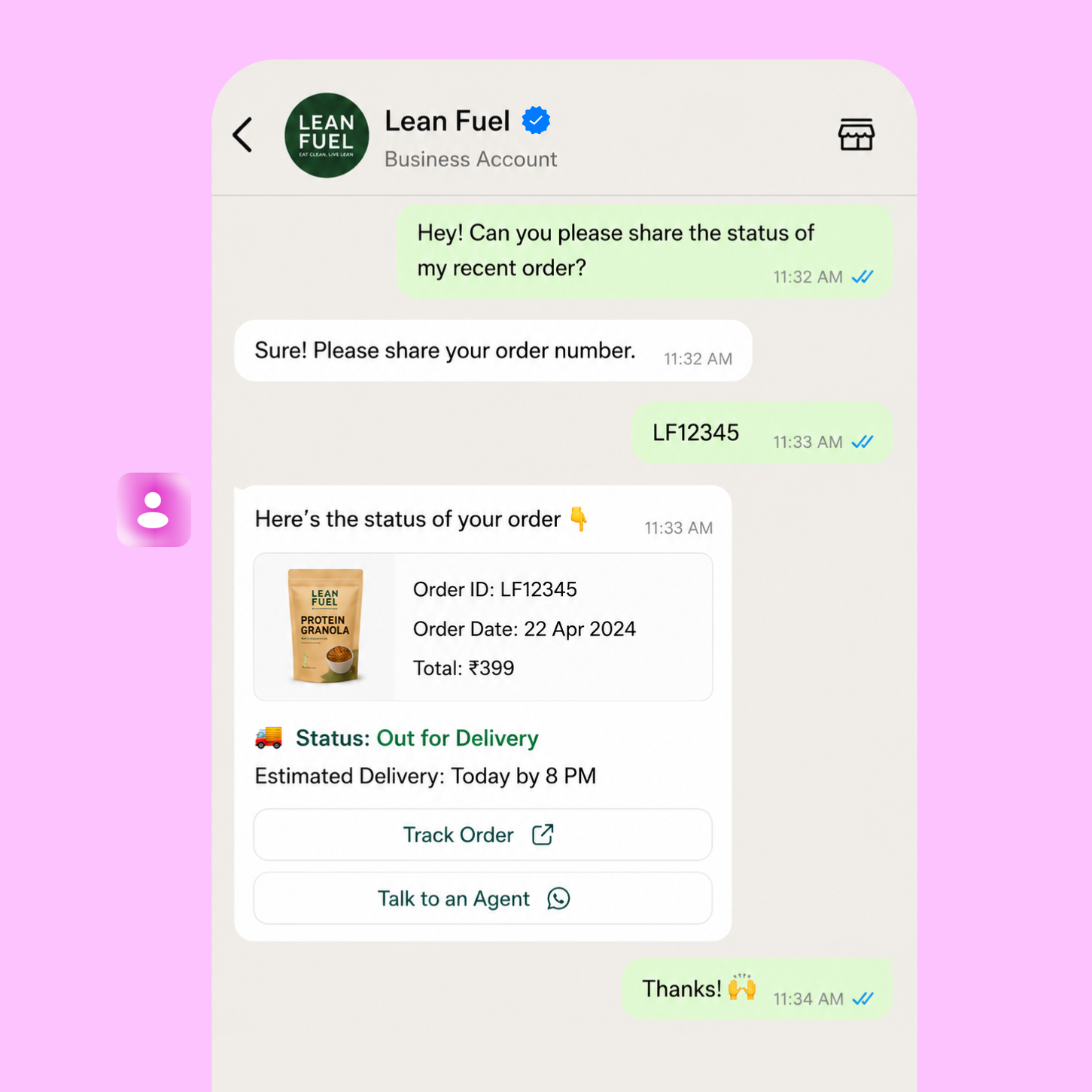 AI Agent pulling live order status from the store