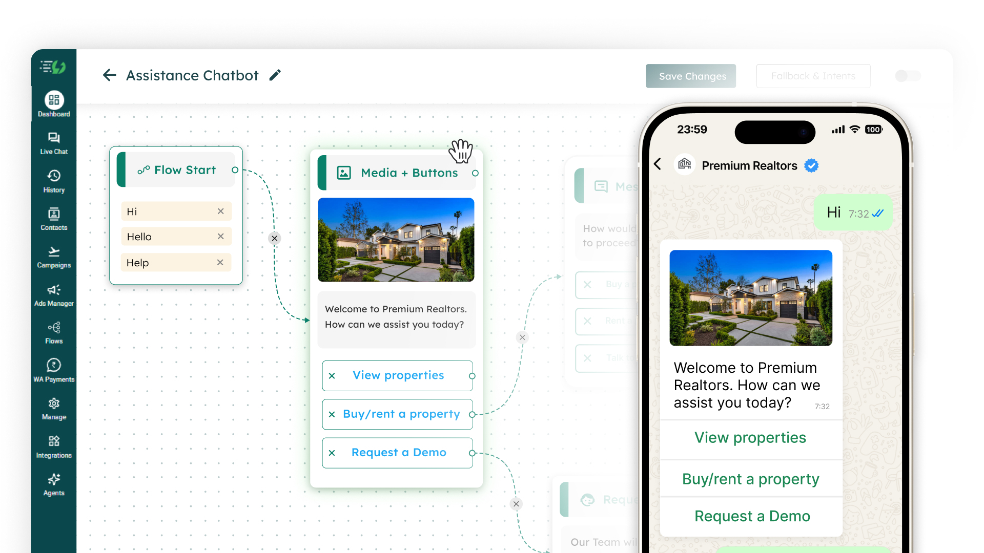 No-code chatbot flow builder