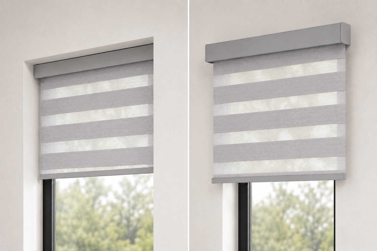 Zebra blind — Inside vs outside mount comparison