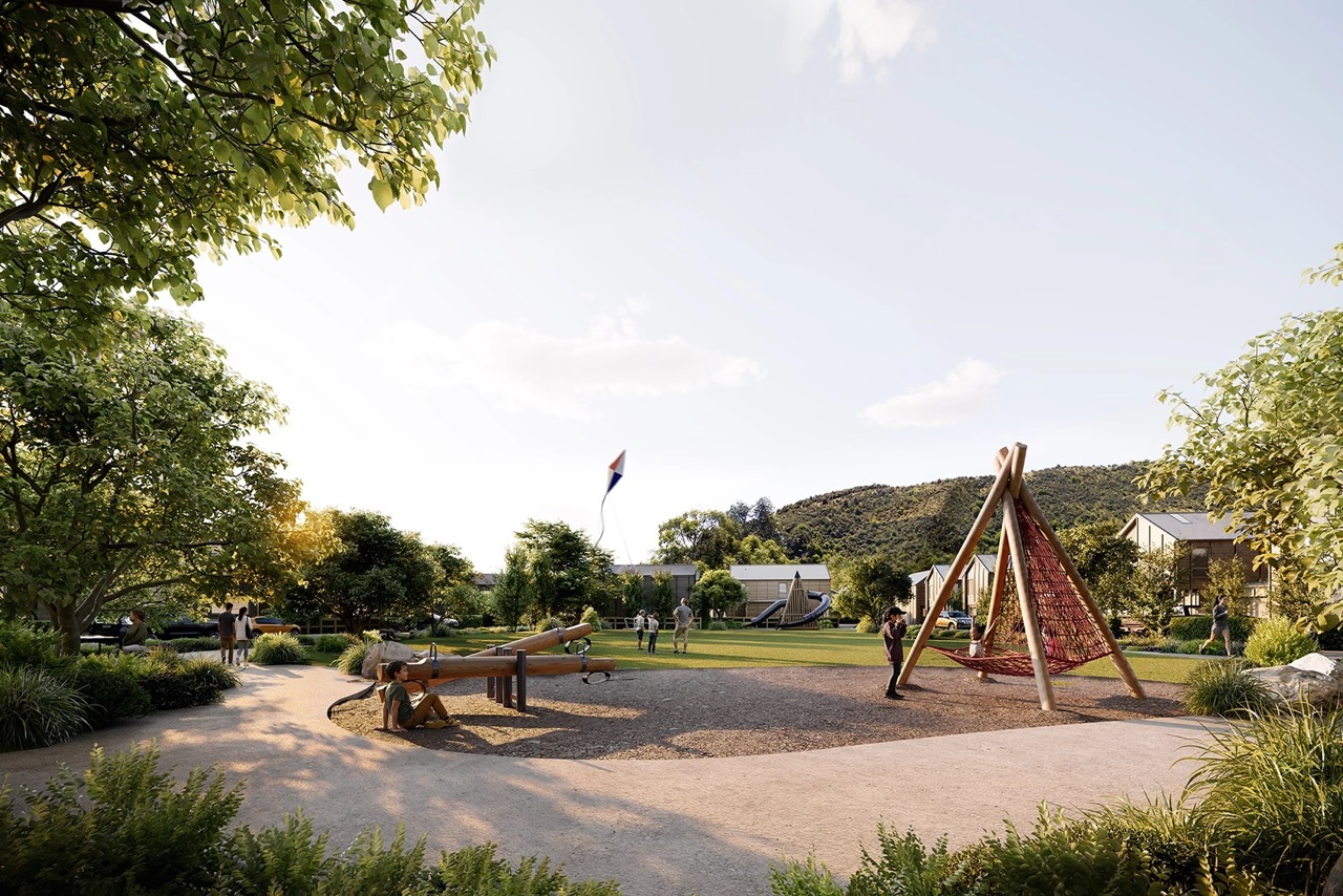 The Links Wānaka community pocket park and pavilion architecture