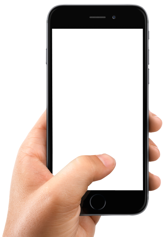 Hand holding a smartphone — replace this image with your own hand+phone cutout