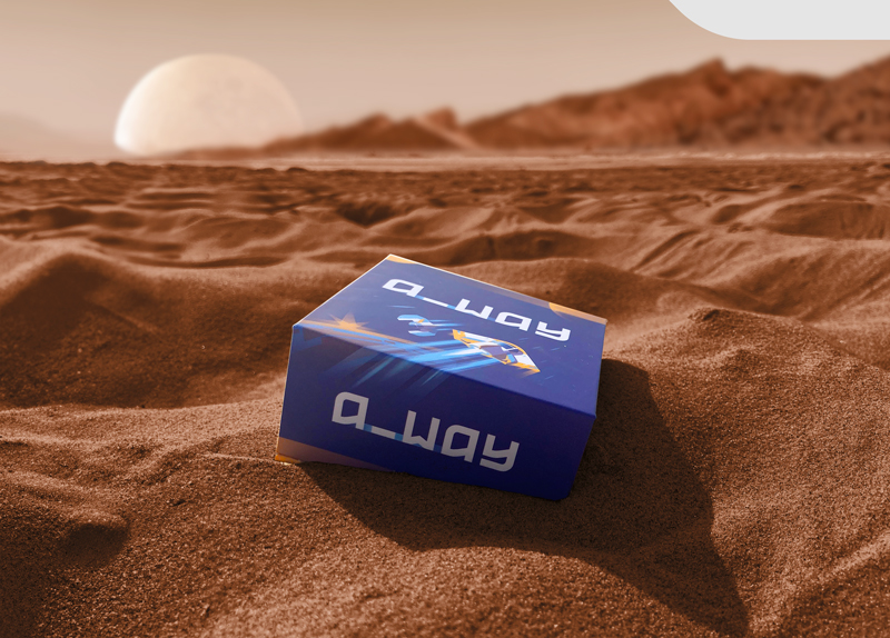 a_way game box on an alien planet