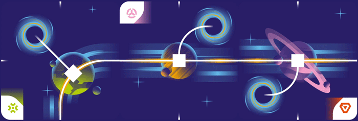 Animated wormhole route in the a_way galaxy