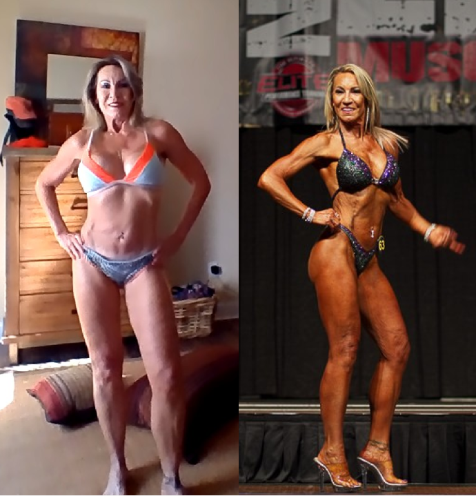 Cherie before and after her first figure competition