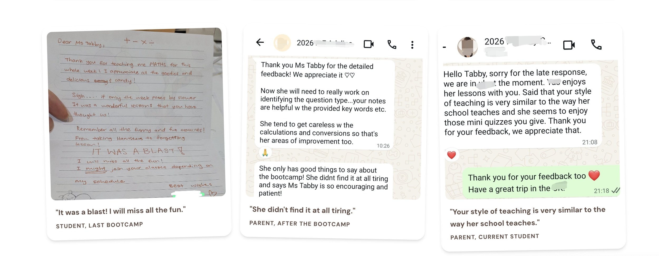 Parent and Student Testimonials