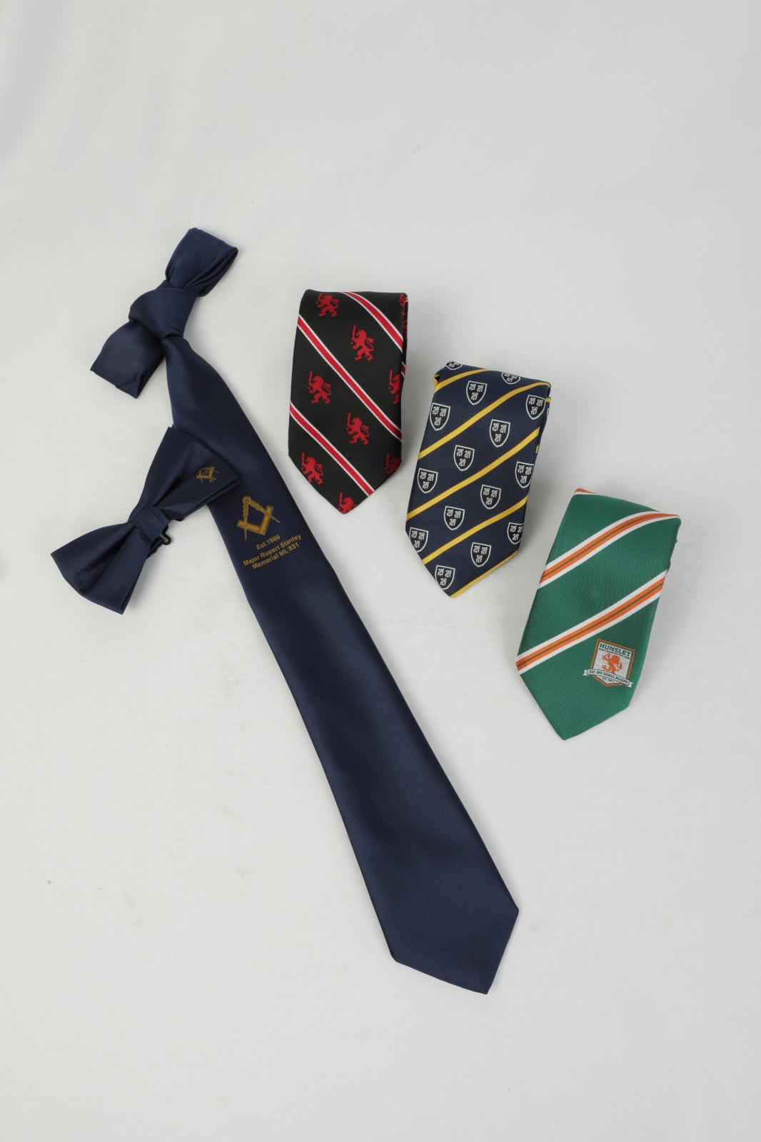 Hunslet Rugby League Club flat-lay of 4 custom ties