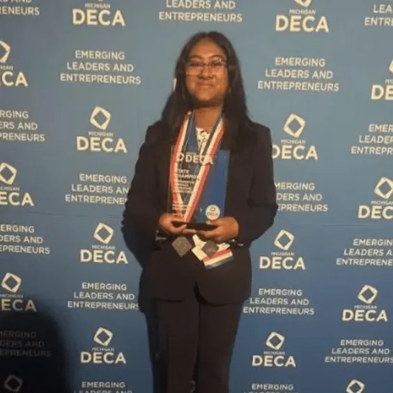 Harshitha, Cuemath alumna, at Michigan DECA Emerging Leaders award ceremony