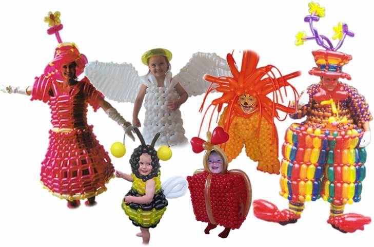 Family in balloon costumes