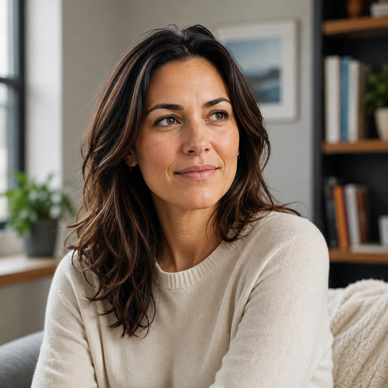 Empowered woman in cozy sweater
