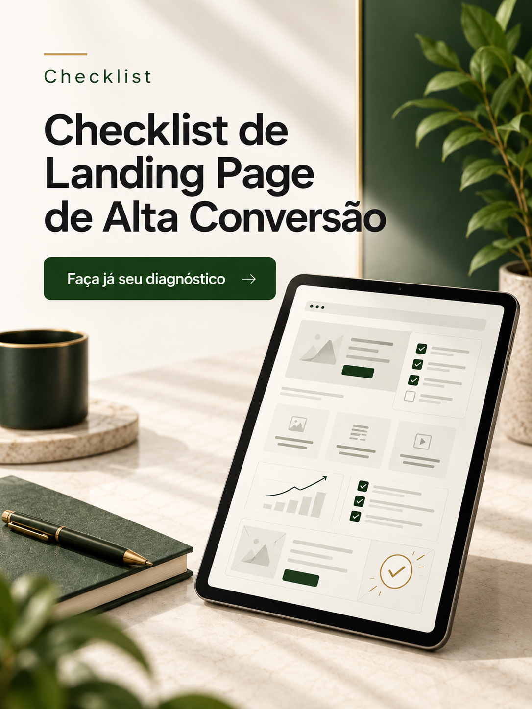 Mockup do Checklist de Landing Page de Alta Conversão da agência O Condado