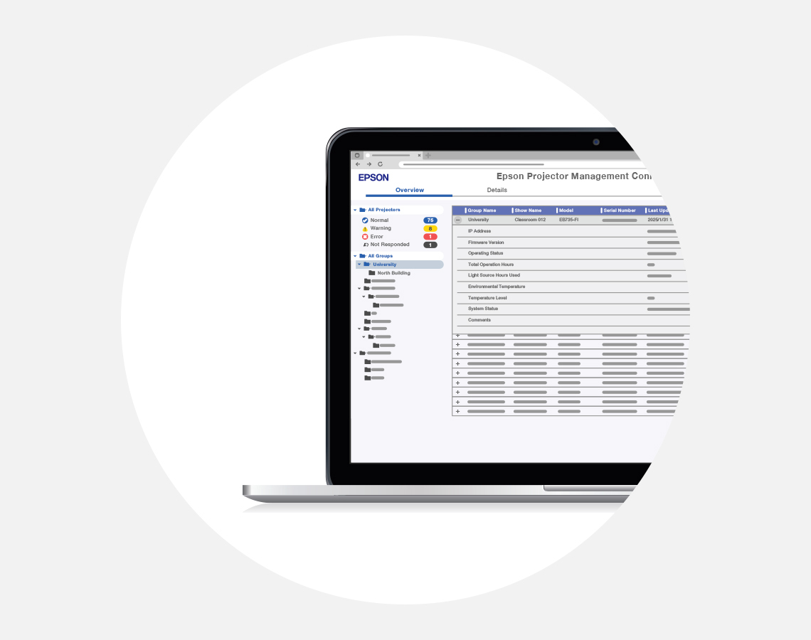 Epson Projector Management Connected software interface