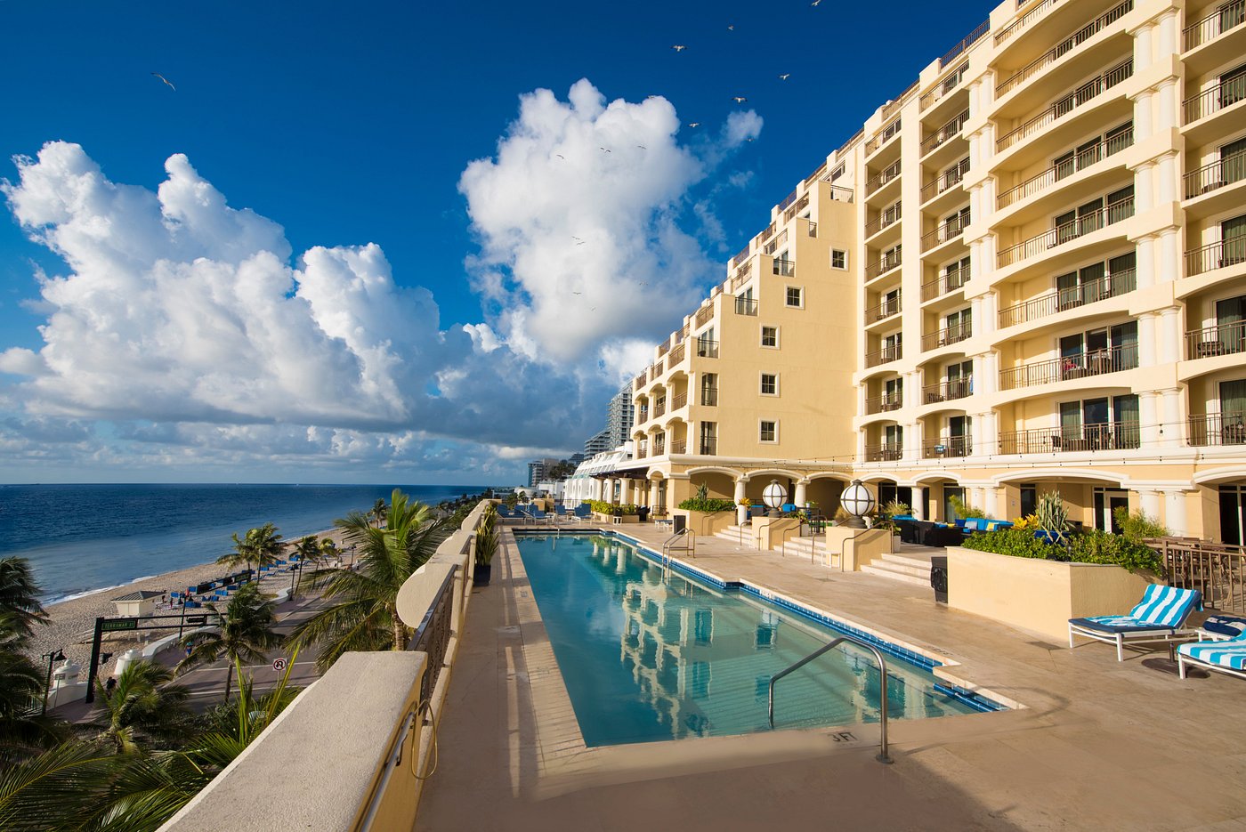 Pool deck and beach at The Atlantic Hotel & Spa