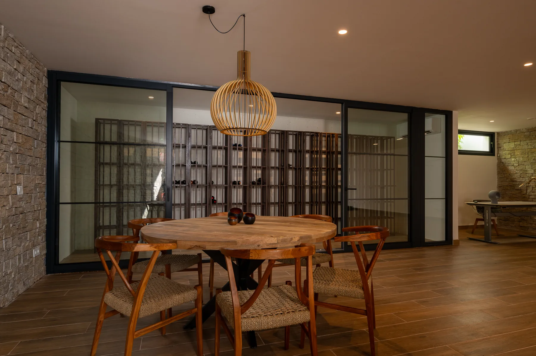 Dining room with wine cellar at the last home